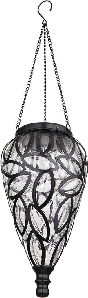 LED Solar Hängeleuchte, Tropfen mit Dekor, H 50 cm