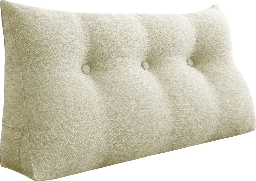 Ergonomisches Kopfteilkissen in Leinenoptik, Lesekissen, Keilkissen, Rückenkissen, Ruhekissen, Dekokissen