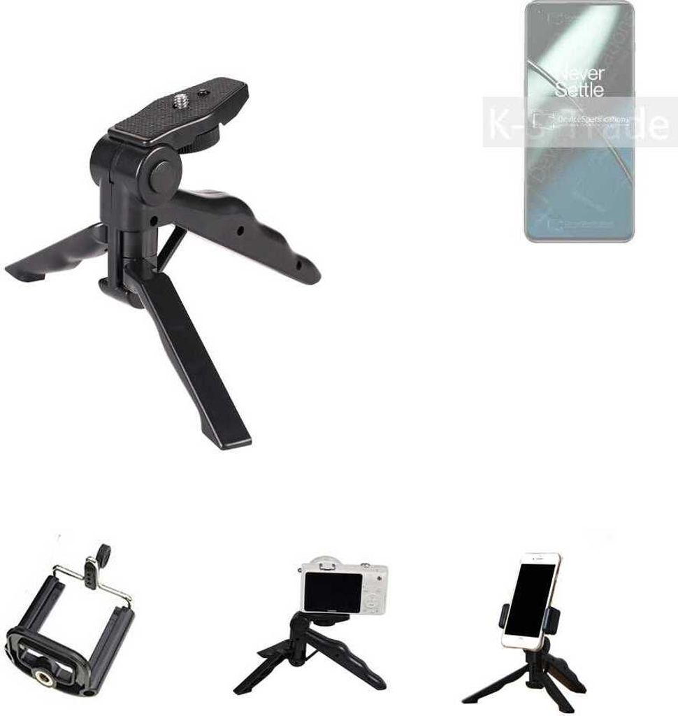 K-S-Trade Stativ Tisch-Ständer Dreibein Handy-Stativ Ständer kompatibel mit OnePlus 11 Mini-Stativ Smartphone Tripod Handy-Stativ aus Plastik