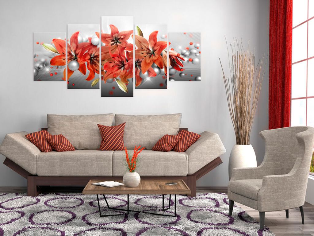 Akustikbild Blumen Natur 200x100 cm Bilder Akustikschaum Hochleistungsschallabsorber Schallschutz Leinwand 5 tlg Wandbild Raumakustik Schalldämmun...
