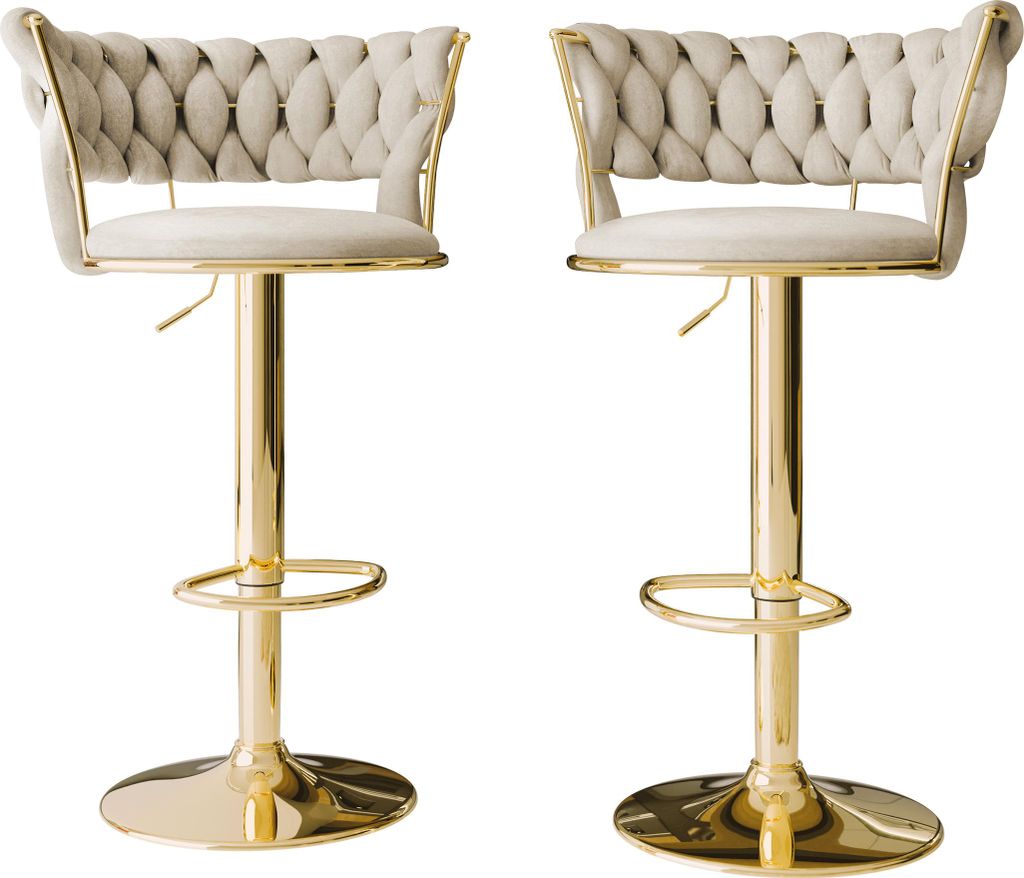 MIRJAN24 Barhocker Muz BS-1141/GL (2er-Set), Wohnzimmer Sitzhocker-Set, Regulierbare Sitzhöhe (Farbe: 98-Beige)