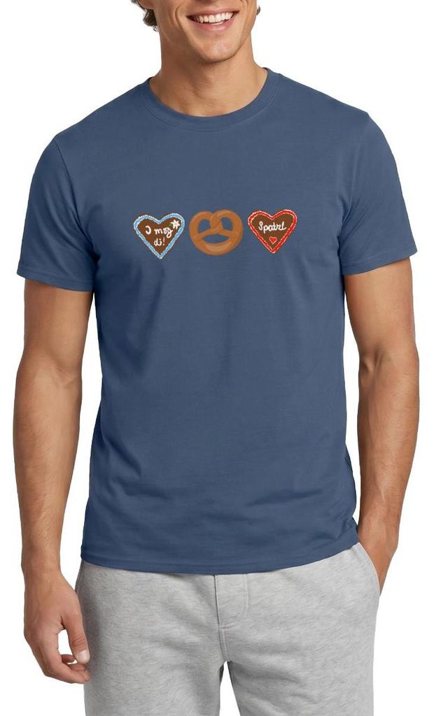 Spreadshirt I Mog Di Lebkuchenherz Volksfest Tracht Männer T-Shirt, S, Dunkles Denimblau