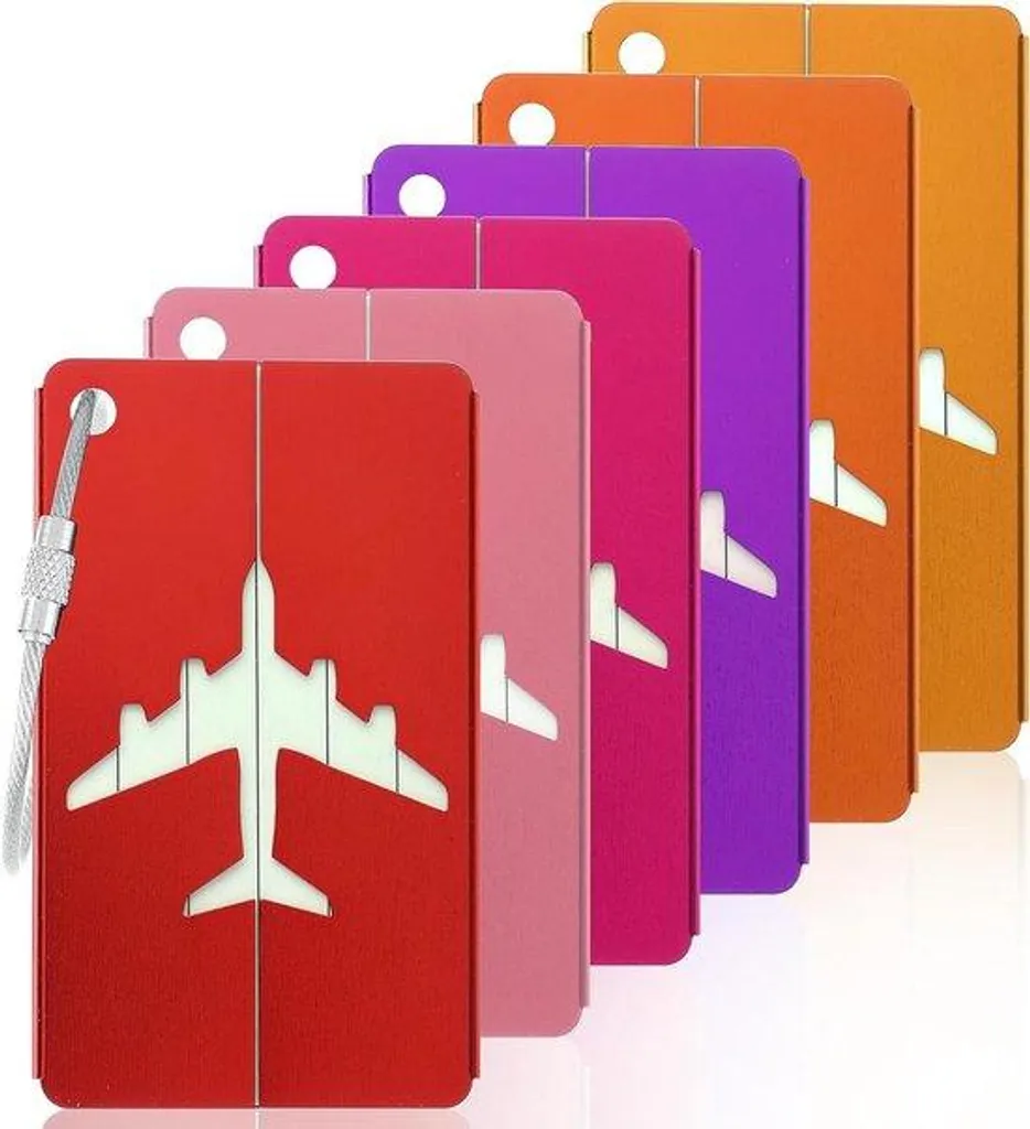 Étiquettes métalliques pour valises TSA - Lot de 6 étiquettes voyage