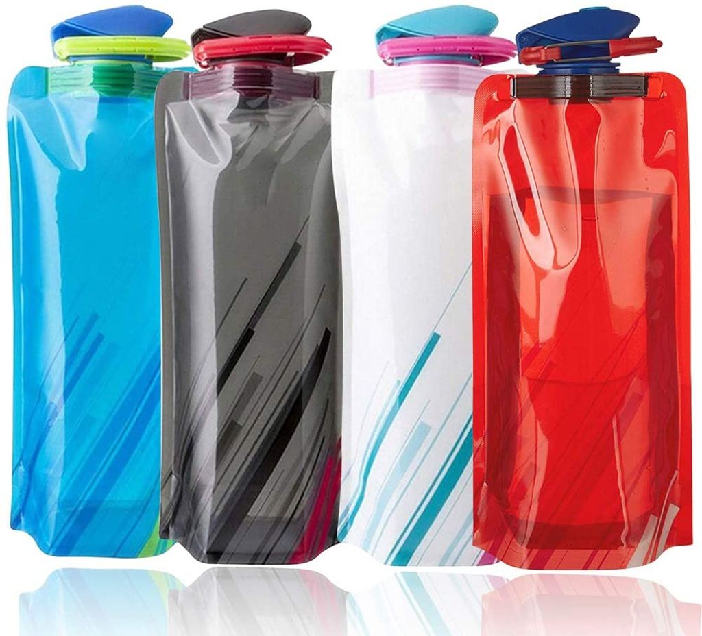 zusammenklappbare Silikon-Wasser-Trinkflasche, Faltbare Wasserflasche 