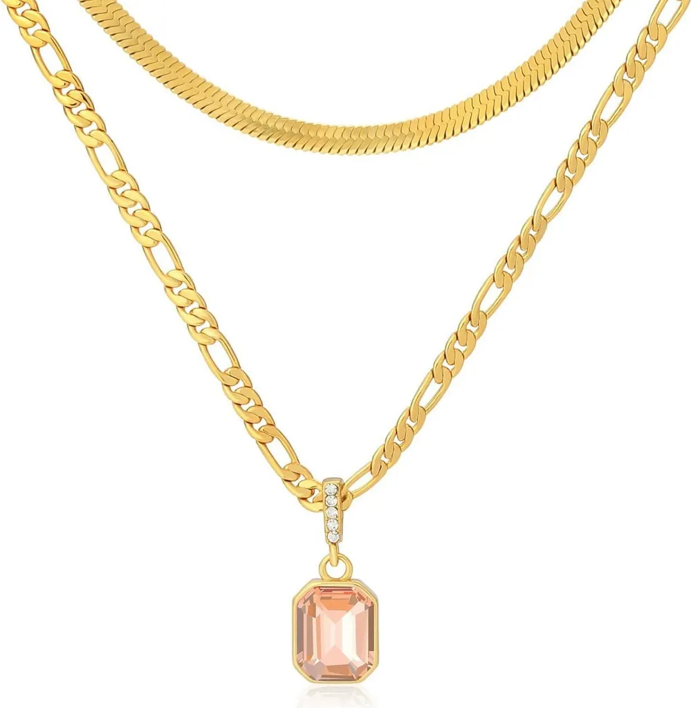 Set Collane Layering Oro 18K | Catena Snake & Figaro con Cristallo