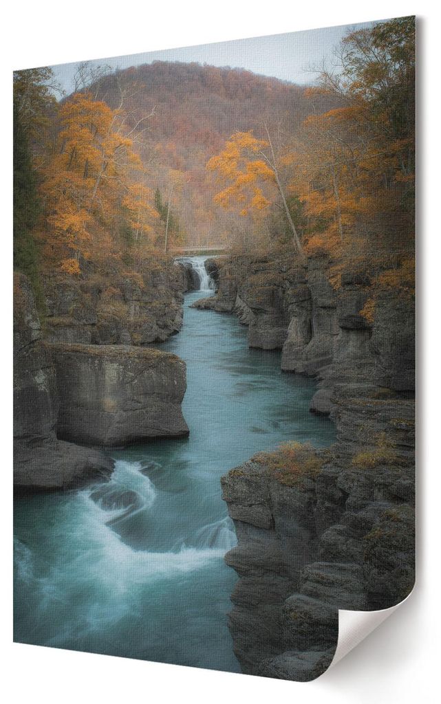 Herbstfluss- Kunstdruck A4 - Klassisch, rustikal- Wandbild für Wohnzimmer Schlafzimmer & Flur, Modernes Poster Wanddeko, Ungerahmt