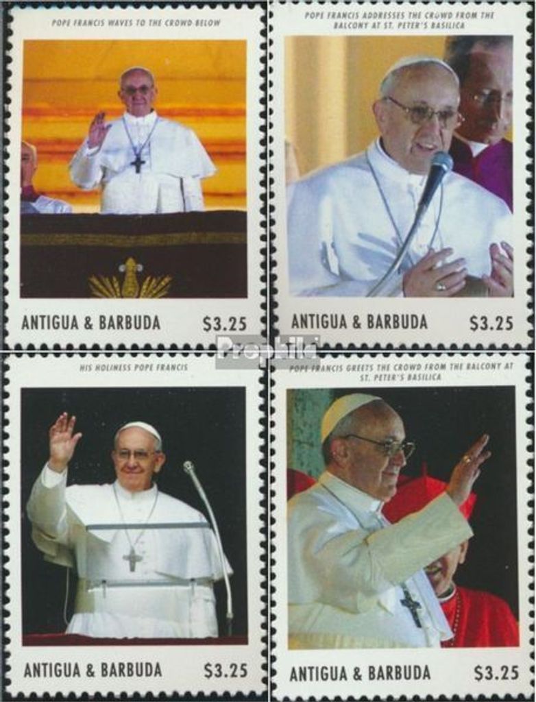 Briefmarken Antigua und Barbuda 2013 Mi 5094-5097 (kompl.Ausg.) postfrisch Wahl Jorge Bergoglios zum Papst