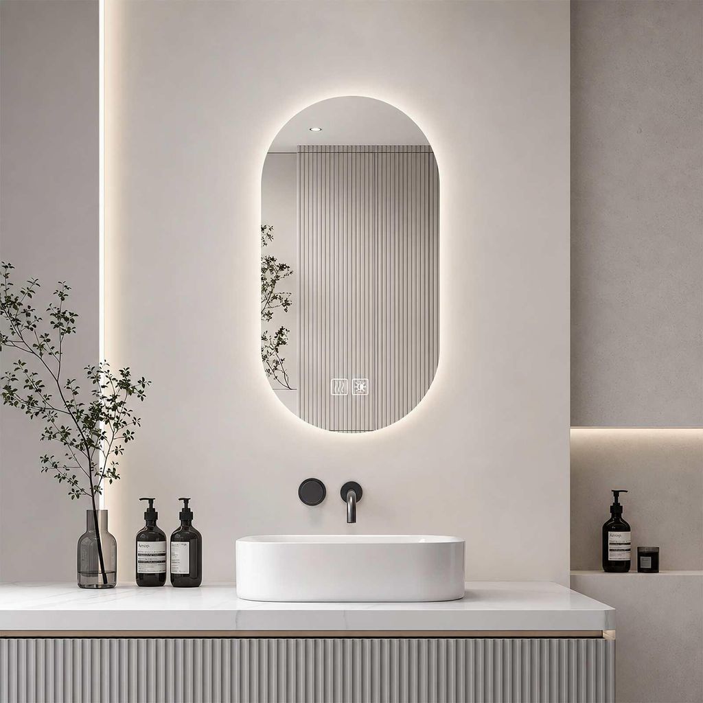 Specchio da bagno LED ovale con illuminazione, specchio da Immagine del prodotto 
