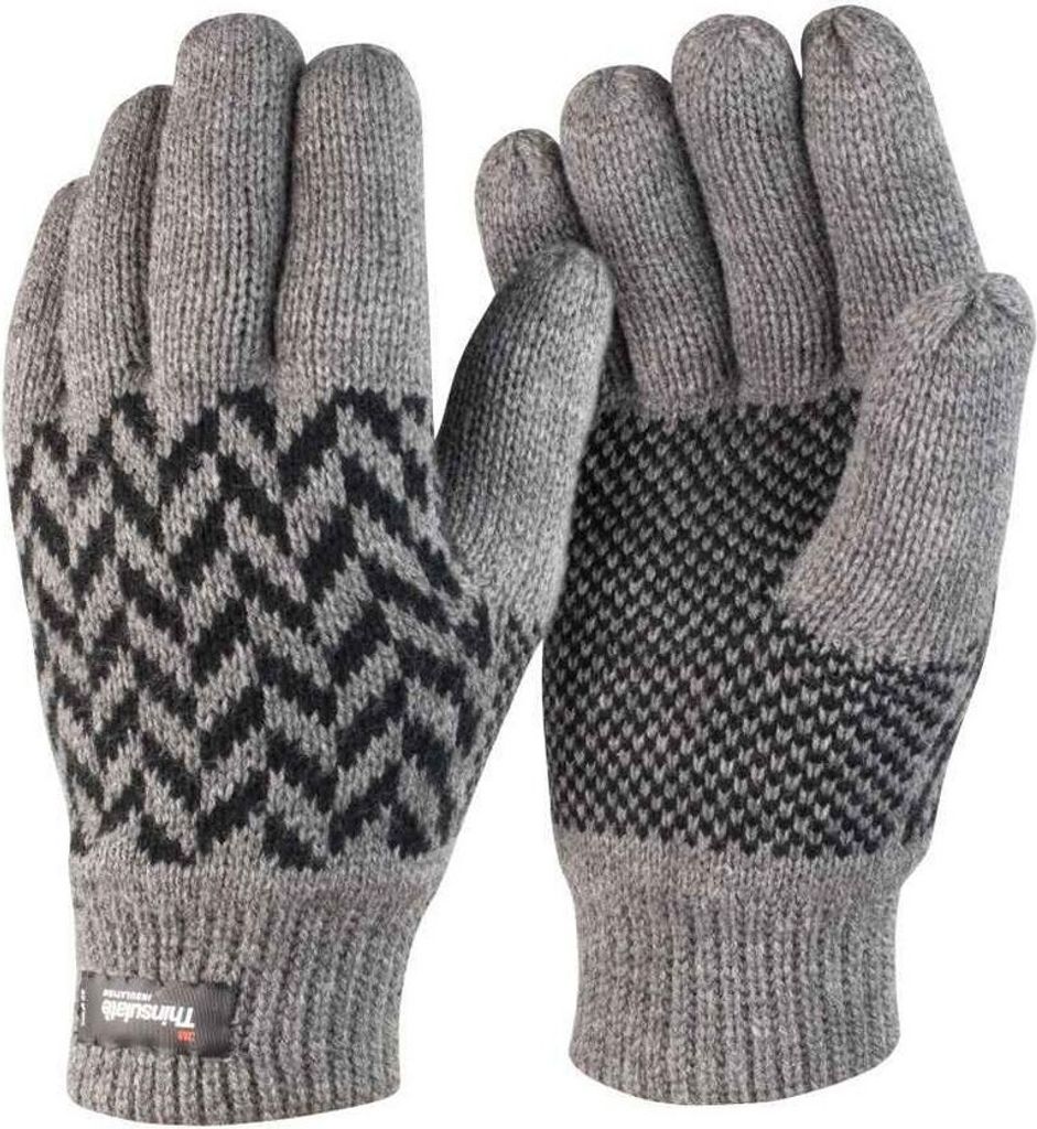 Result Winter Essentials - Herren/Damen Unisex Gemustert - Handschuhe, Thinsulate PC6308 (L-XL) (Grau/Schwarz)