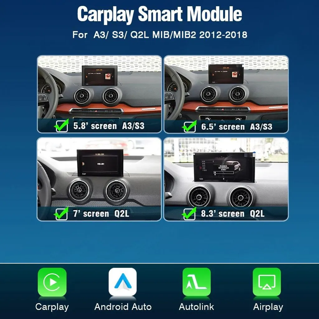 Interface CarPlay Android Auto sans fil pour Audi A3 S3 Q2L MIB2 - 2