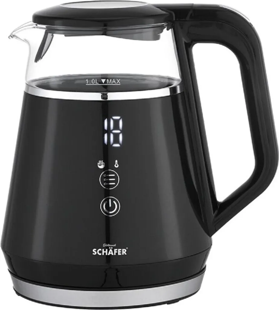 Bouilloire en verre noir Schäfer 1,0L - Design Compact Haute Qualité