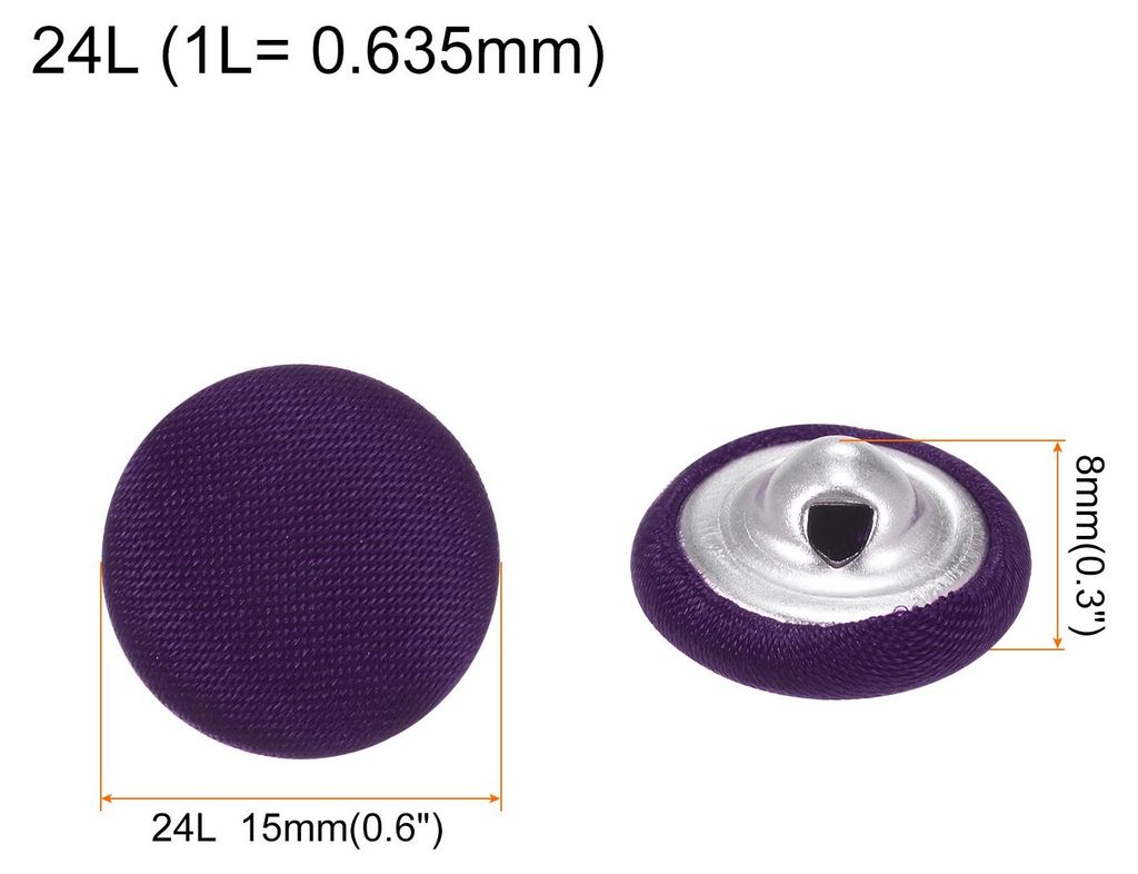 20 Stš¹ck Lila Kn?pfe mit Stoffš¹berzug 15mm Satinstoff Bezogen N?hkn?pfe Runde Bastelkn?pfe Metallschaft ?senkn?pfe Vintage fš¹r Mantel Klei...