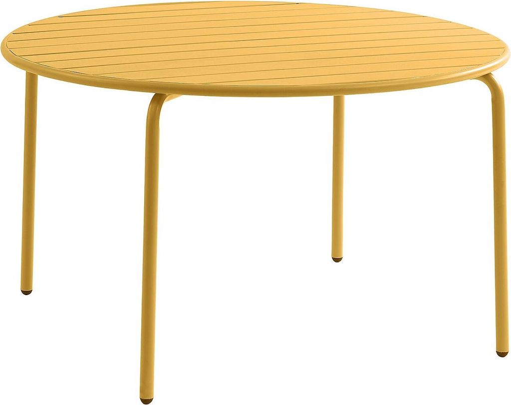 Runder Gartentisch aus Metall, Durchmesser 110 cm – Senfgelb – MIRMANDE von MYLIA