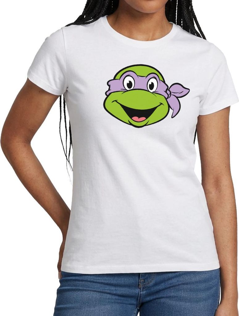 Spreadshirt Teenage Mutant Ninja Turtles Donatello Kostüm Karneval Frauen T-Shirt, L, Weiß