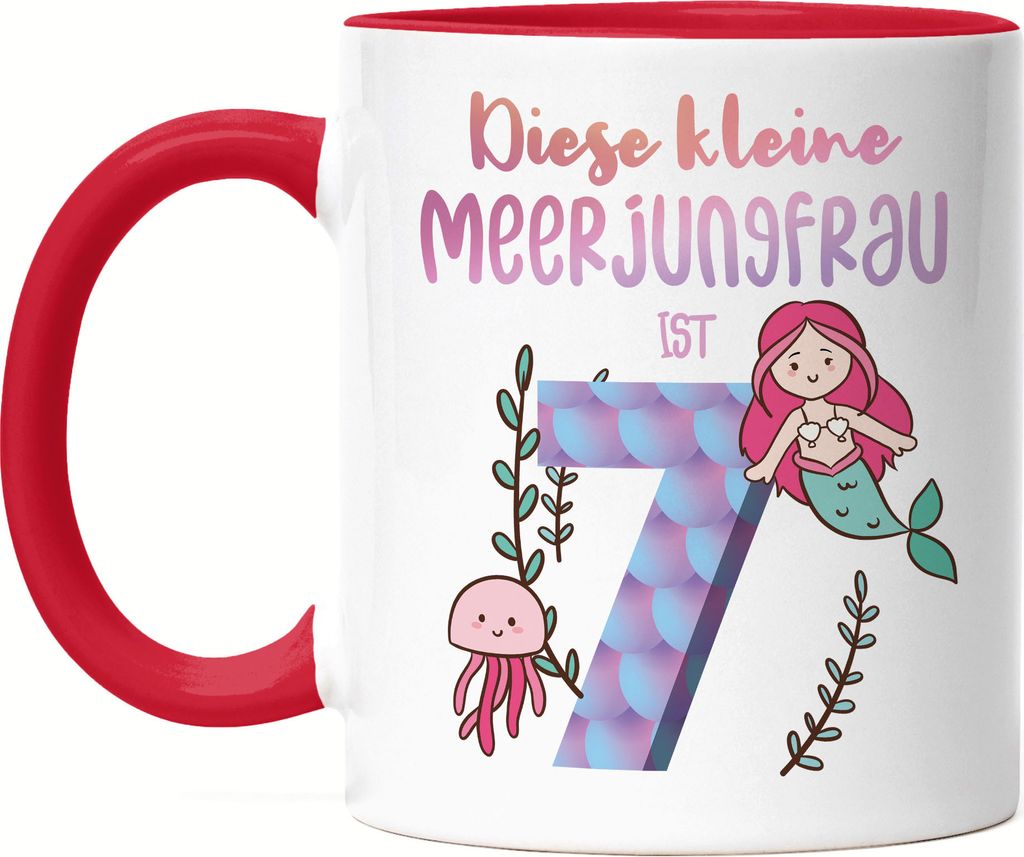 Diese Kleine Meerjungfrau Ist 7 Tasse Rot Geburtstagsgeschenk 7. Geburtstag Süßes Motiv