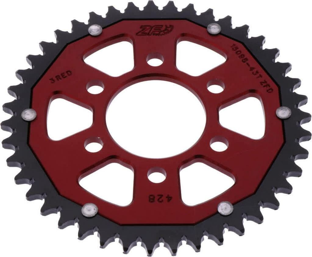 ZF Krone 43 Zähne Teilung 428 Rot Schwarz Dual ZFD-15098-43-ROT