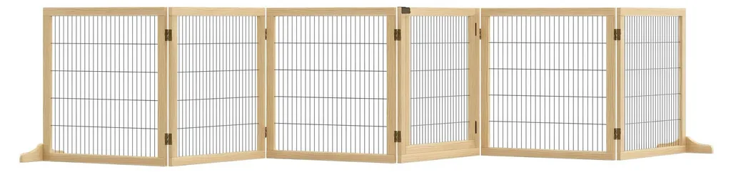 Barrière de sécurité PawHut en bois de pin naturel pour chien - 110cm
