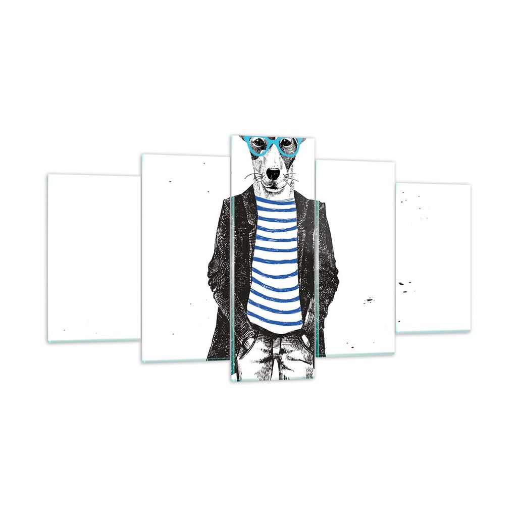 Bilder auf glas - Hund Abstraktion - 160x85cm - Glasbilder - Wandbilder - Kunstdruck - zum Aufhängen bereit - Wanddekoration aus Glas - Glas Bilde...