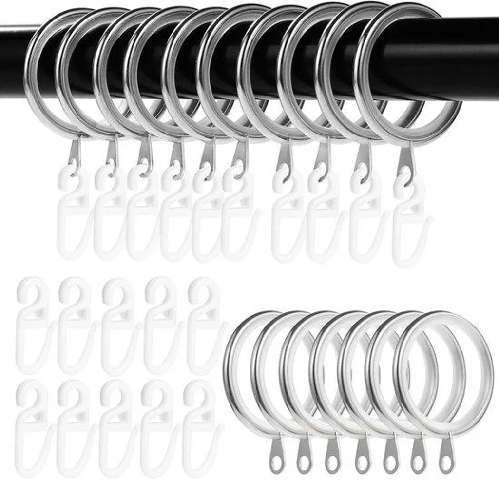 Anneaux et crochets pour rideaux occultants et voilages lot de 50
