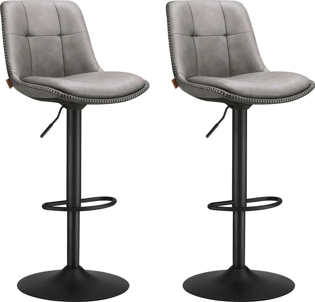 Barhocker-Set (2er-Set) mit Fußstütze, taubengrau