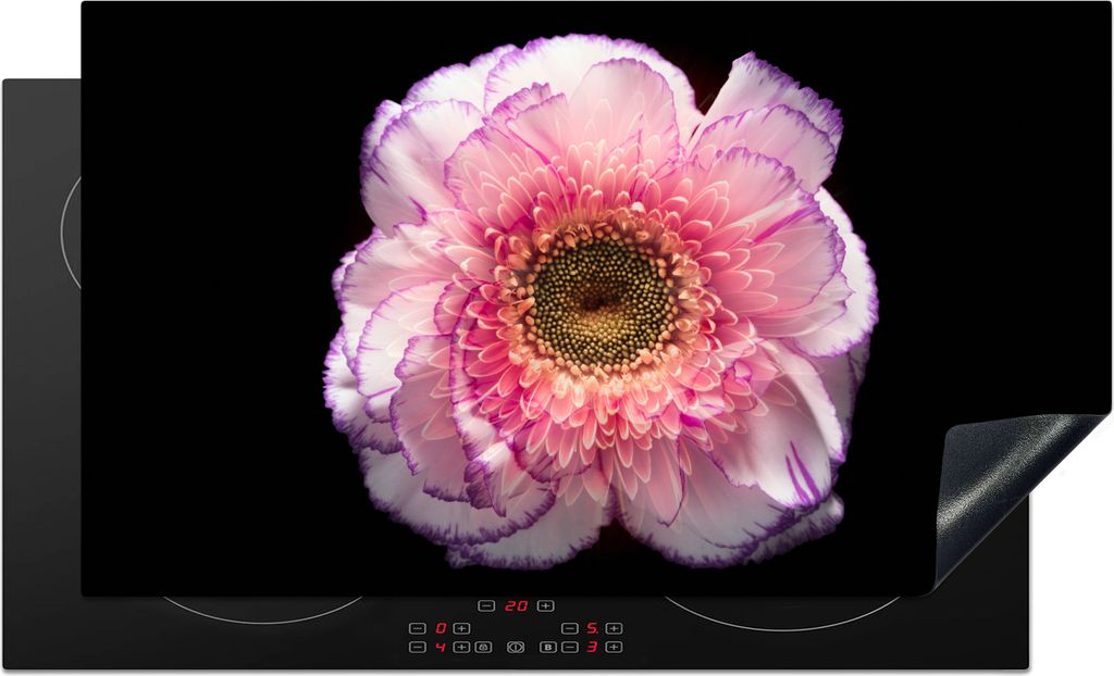 KitchenYeah Herdabdeckplatte Gartenanemone - Blume - Rosa , 90x52cm, Küche Deko, Glaskeramikkochfeld Herdabdeckung, Abdeckplatte fùr Kochfeld