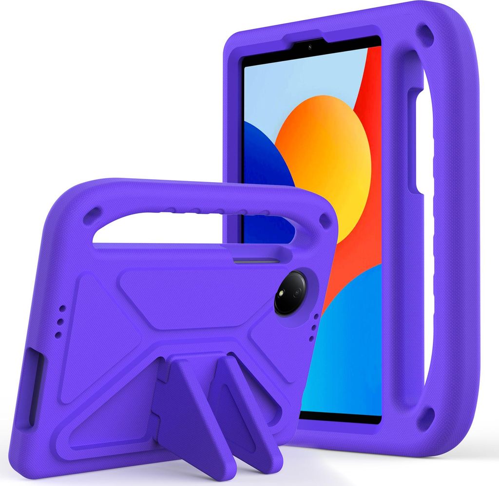 Hülle für Xiaomi Redmi Pad SE 8,7" 4G 2024, Leichte Stoßfeste Eva Kinder Schutzhülle mit Griff und Faltbarem Ständer Lila