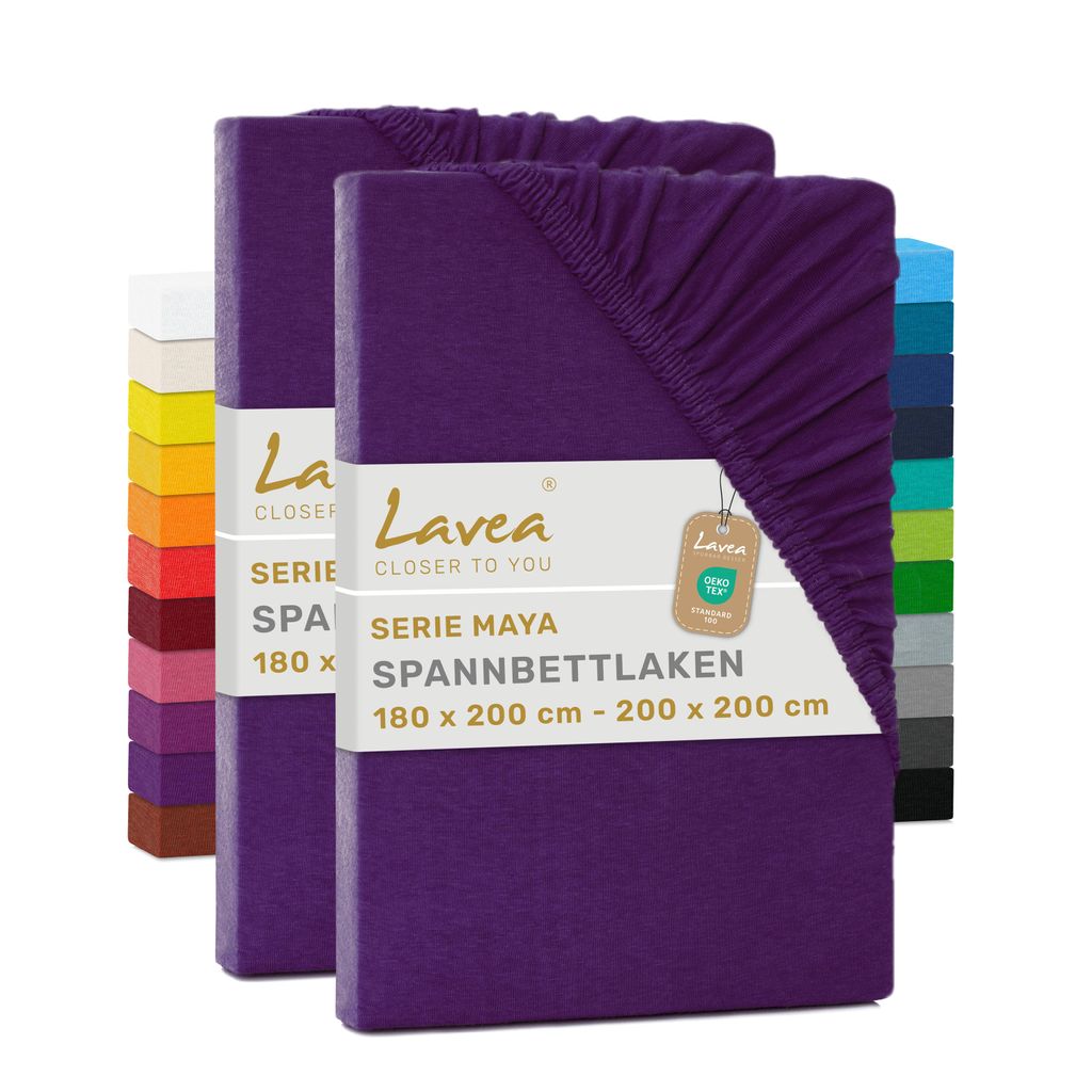 Lavea® 2er Pack Jersey Spannbettlaken 180/200x200 cm, 100% Produktbild 