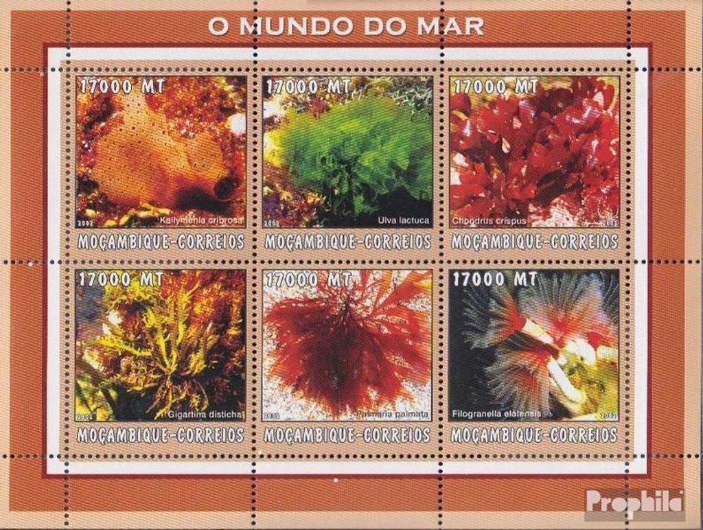 Briefmarken Mosambik 2002 Mi 2614-2619 Kleinbogen Produktbild 