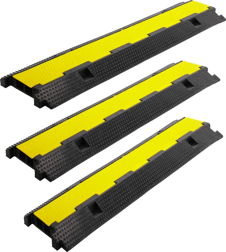 Jopassy 3 Stück Kabelbrücke 2 Kanal Schutz Rampe Kabeltunnel Kabelkanal Überfahrbar