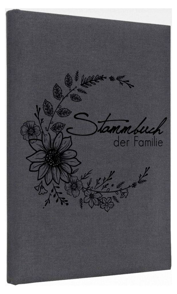 Stammbuch zur Hochzeit – Klassisch in Grau – Familienbuch & Erinnerungsbuch mit 6-fach Ringmechanik, hochwertigem Buchbinderleinen, handgeferti...
