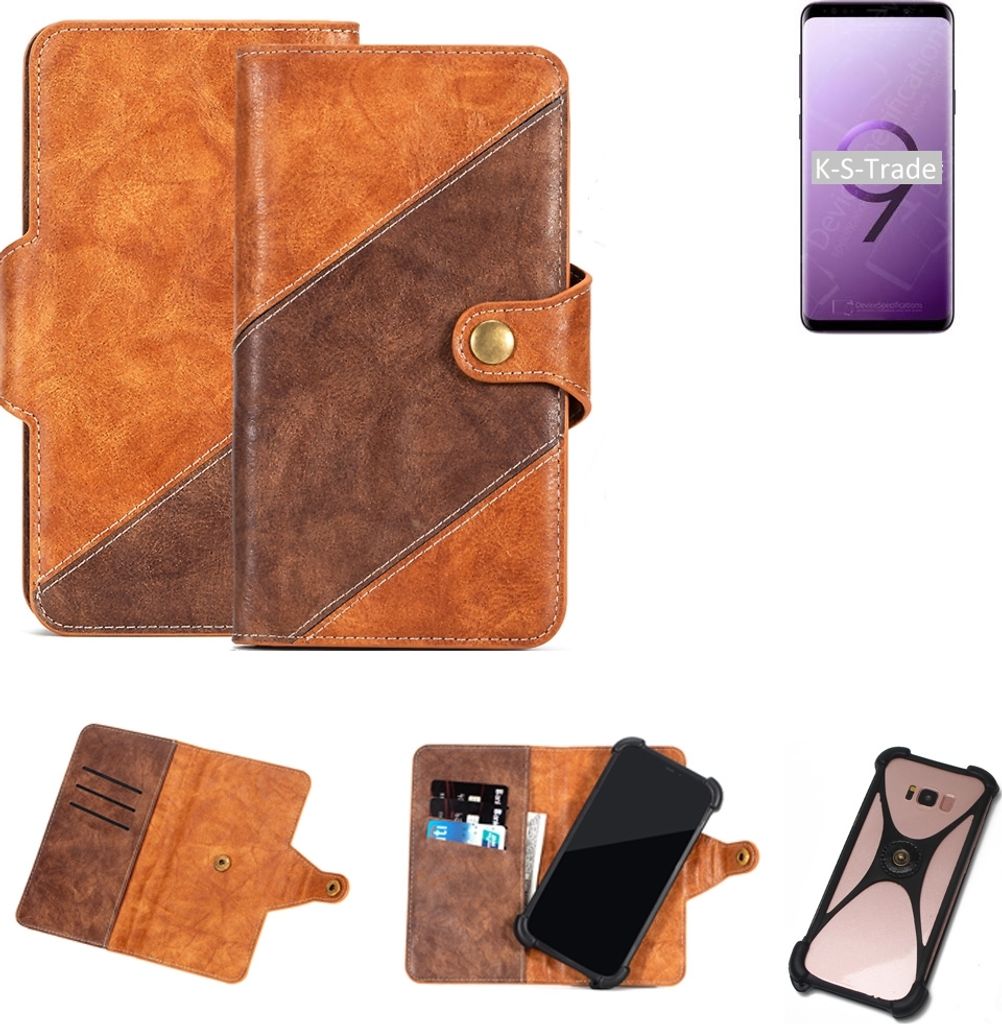 K-S-Trade Handy-Hülle Schutz-Hülle Bookstyle Case Wallet-Case kompatibel mit Samsung Galaxy S9 Exynos Handy Cover Bumper Kantenschutz Smartphone