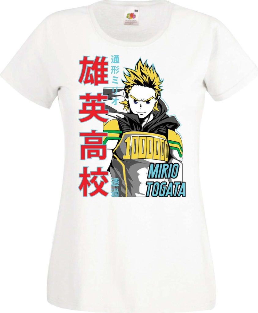 Damen T-Shirt Manga Anime My Hero Anime Academia Mirio Togata 02 My Hero Togata, Lady 2XL / Weiß