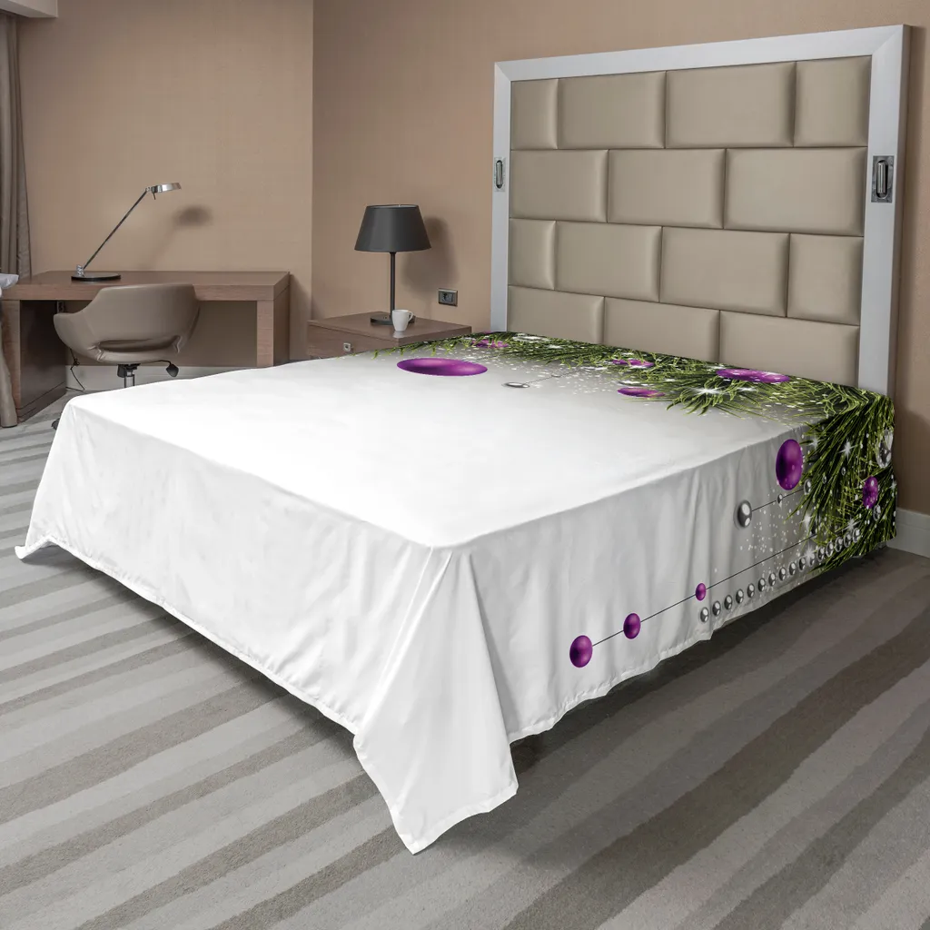 Linge de lit de Noël pour chambre d'invités : drap plat 266 x 260 cm