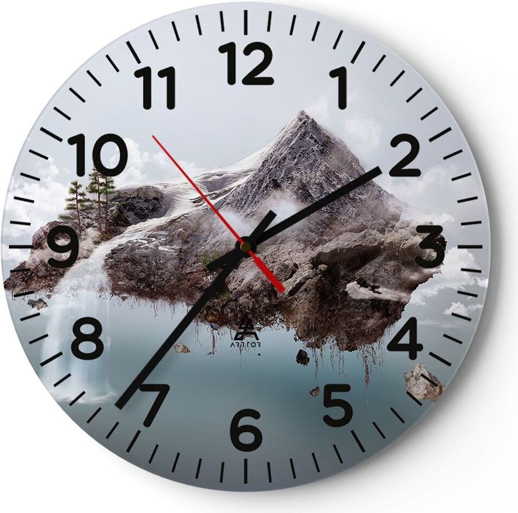 Wanduhr - Rund - Glasuhr - Umwelt Natur - 30x30cm - Schleichendes Uhrwerk - Lautlos - zum Aufhängen bereit - Dekoration Modern - Wanddekoration au...