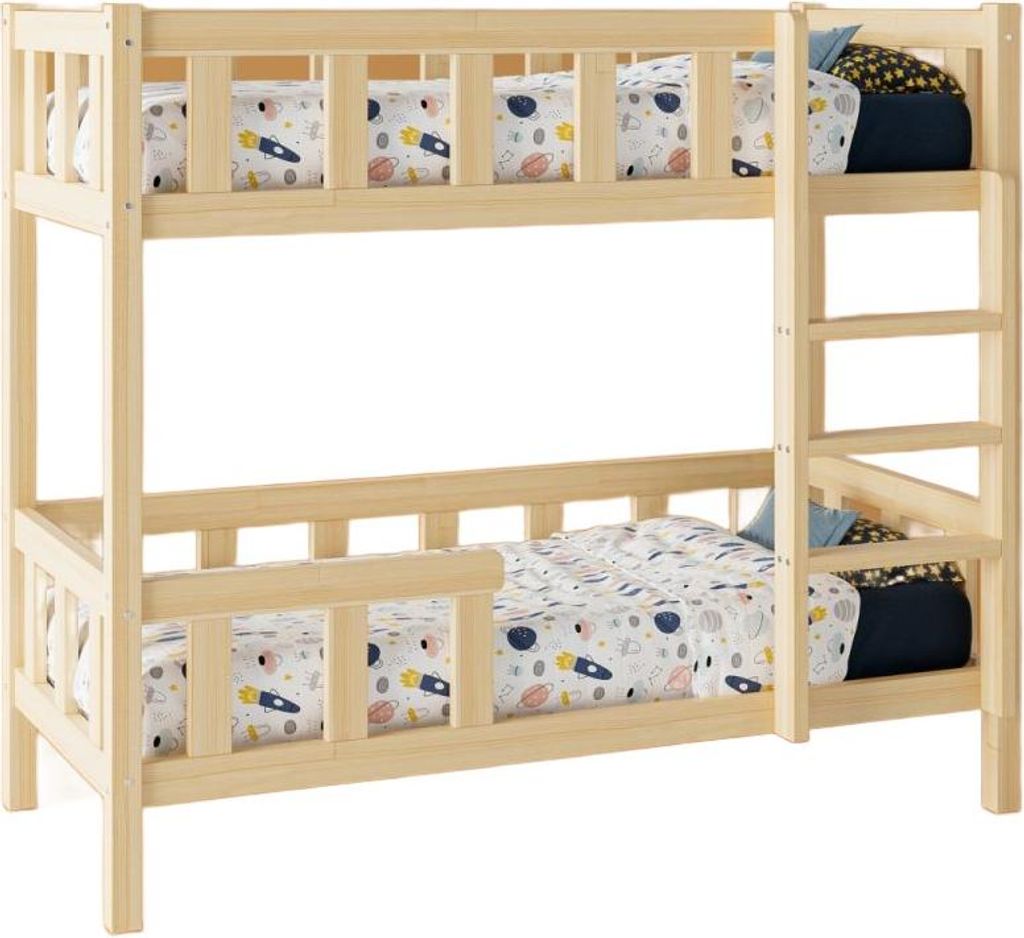 Hochbett TIAN ROA P 90x180 aus natürlichem Holz | inkl. Lattenrost und Schublade, ohne Matratze –, Montage einfach, belastbar bis 100kg