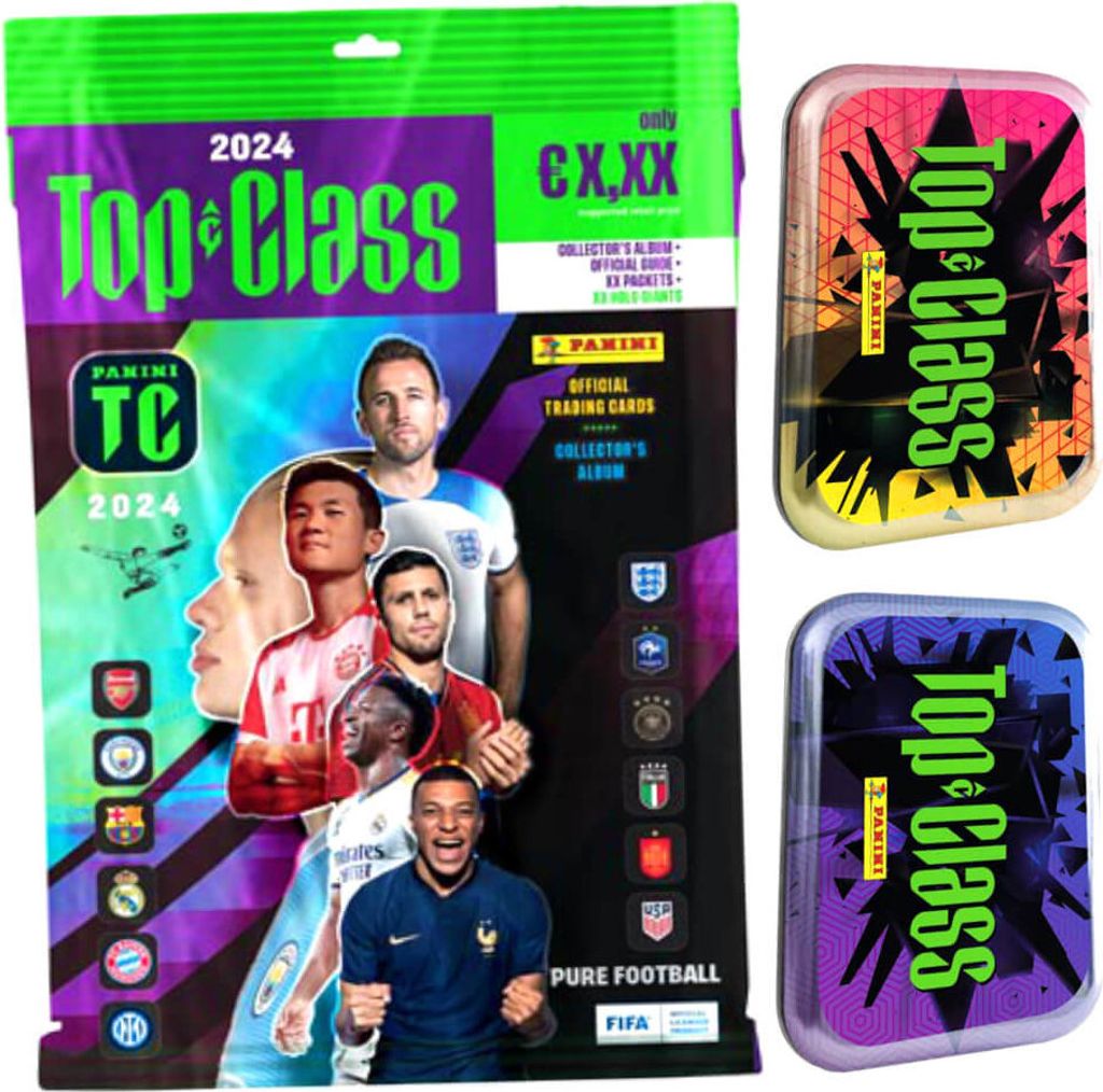 Panini Top Class Karten 2024 - Trading Cards - Sammelkarten - 1 Starter + 2 Pocket Tin