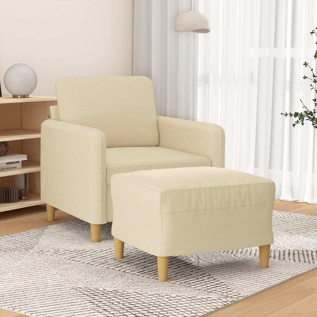 Maison Exclusive - Sessel mit Hocker Creme 60 cm Stoff