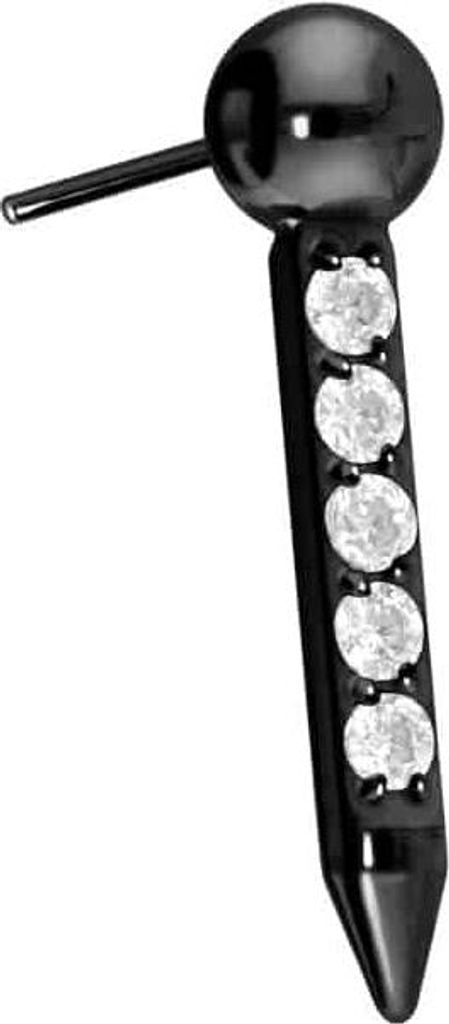 Piercing-Zubehör Titan Aufsatz mit Push Pin NAGEL + EINGEFASSTE KRISTALLE