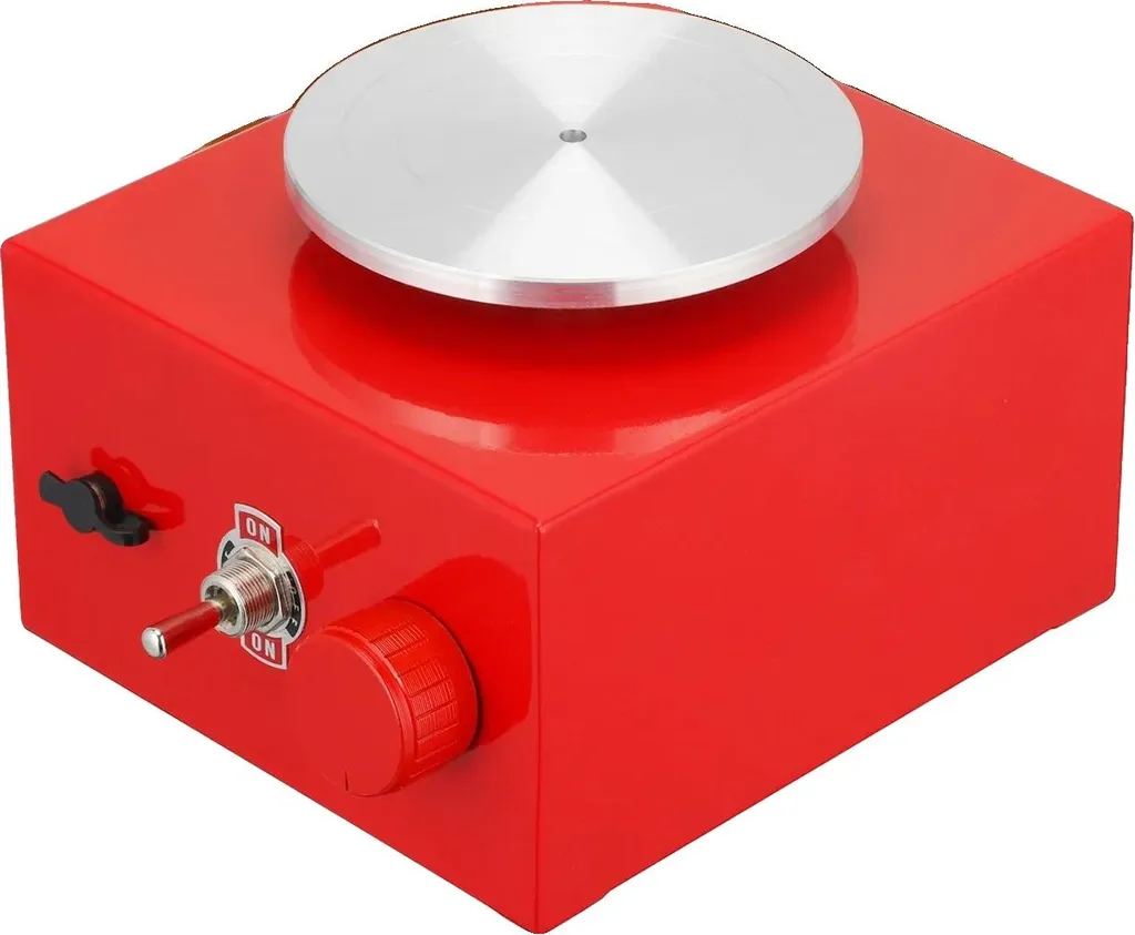 Apprendre la poterie à la maison avec ce mini tour compact rouge pro