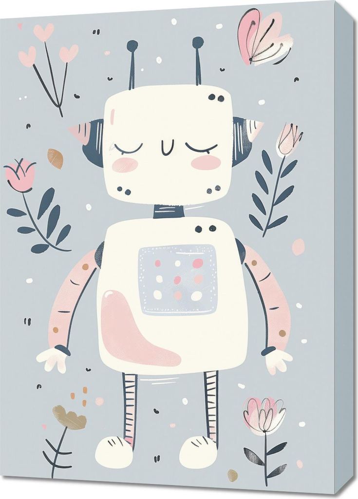 Bild 50x70cm Muster für Kinder, Mädchen fürs Zimmer - Roboś