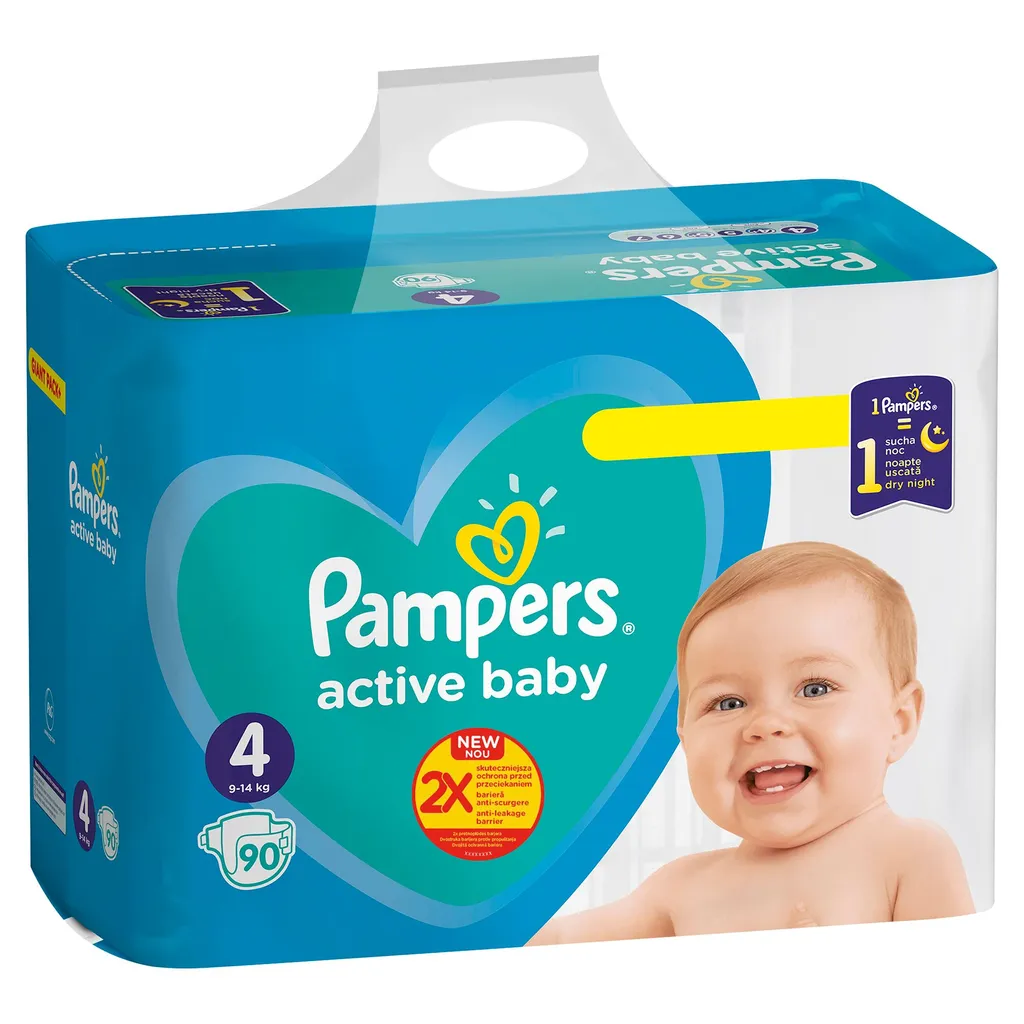 Pampers Baby-Dry Taille 4 Junior 90 Couches pour Nuits Calmes et Sèches
