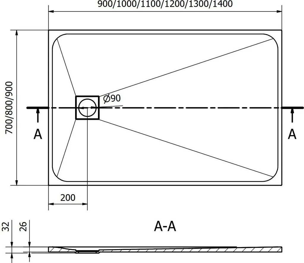 Piatto Doccia Sicuro Mexen Bert 100x80 Bianco SMC Antiscivolo - 6