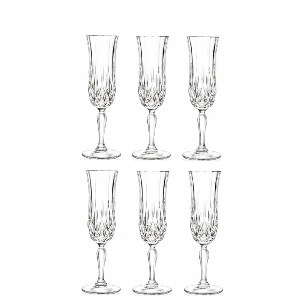 RCR Opera Lot de 6 Flûtes à Champagne en Cristal pour Mariage et Fêtes