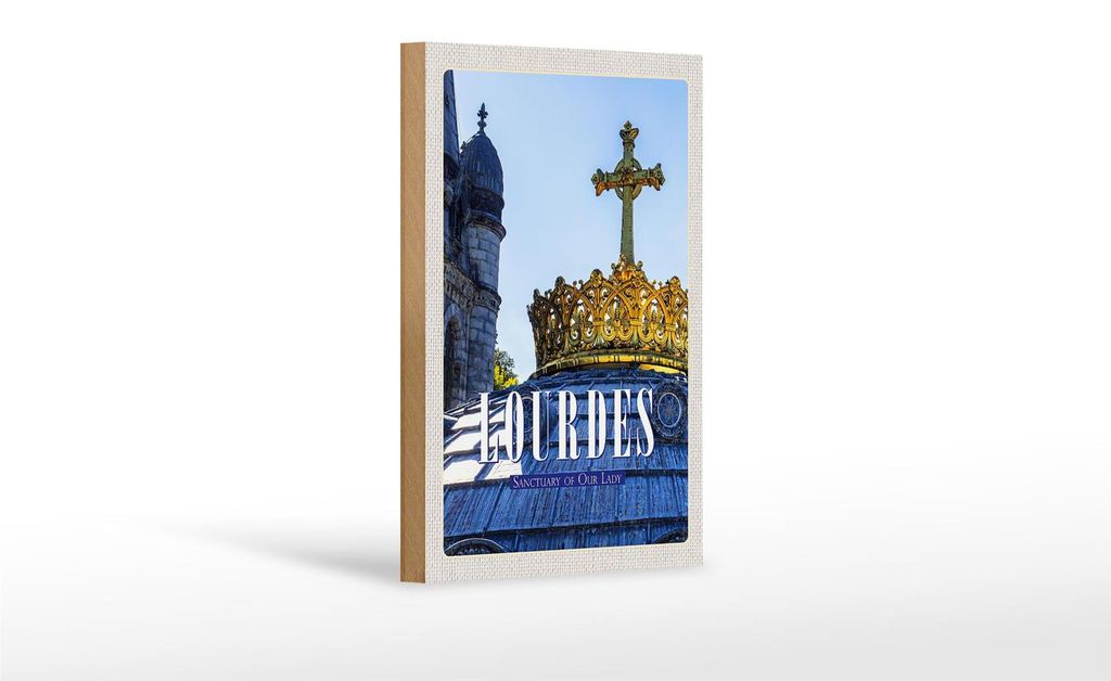 Holzschild Reise 12x18 cm Lourdes Sanctuary of our lady Geschenk