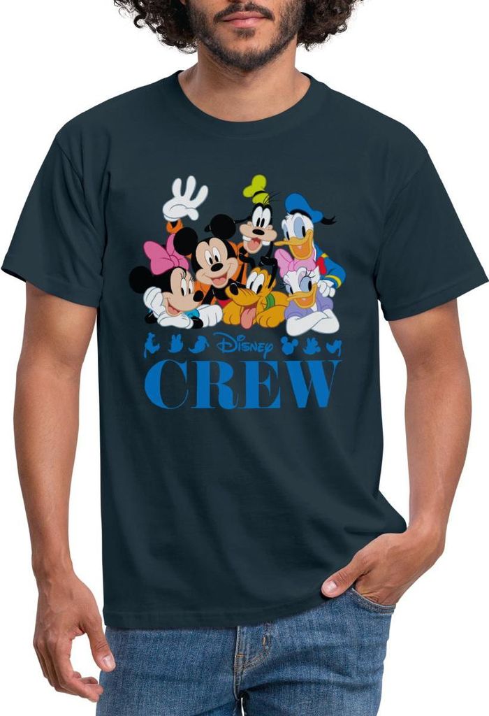 Mickey & Minnie Pluto Goofy Daisy Donald Crew Männer T-Shirt, 3XL, Navy
