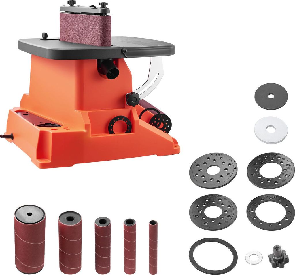 SucceBuy Oszillierender Spindelschleifer, 2000 U/min Schleifmaschine mit 16 mm Hub, 5 Schleifhülsen (12,7–50,8 mm) & 610x98 mm Schleifband für ...