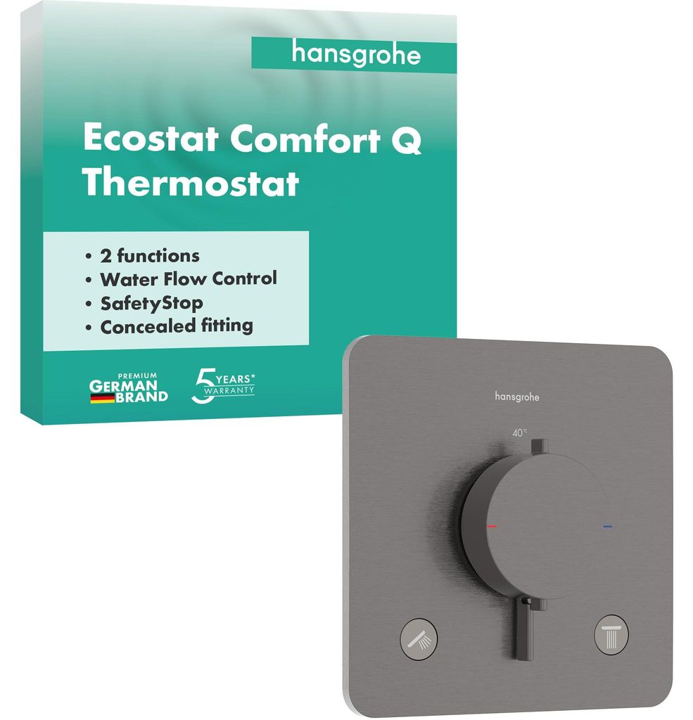 hansgrohe Ecostat Comfort Q - Duschthermostat Unterputz, Duscharmatur mit Sicherheitssperre (SafetyStop) bei 40° C, Thermostat für die Dusche, f...