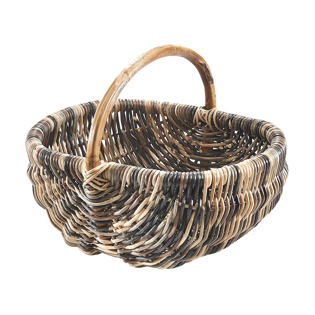 Kobolo Einkaufskorb Korb Rattankorb geflochten - Rattan - multicolor dunkelbraun