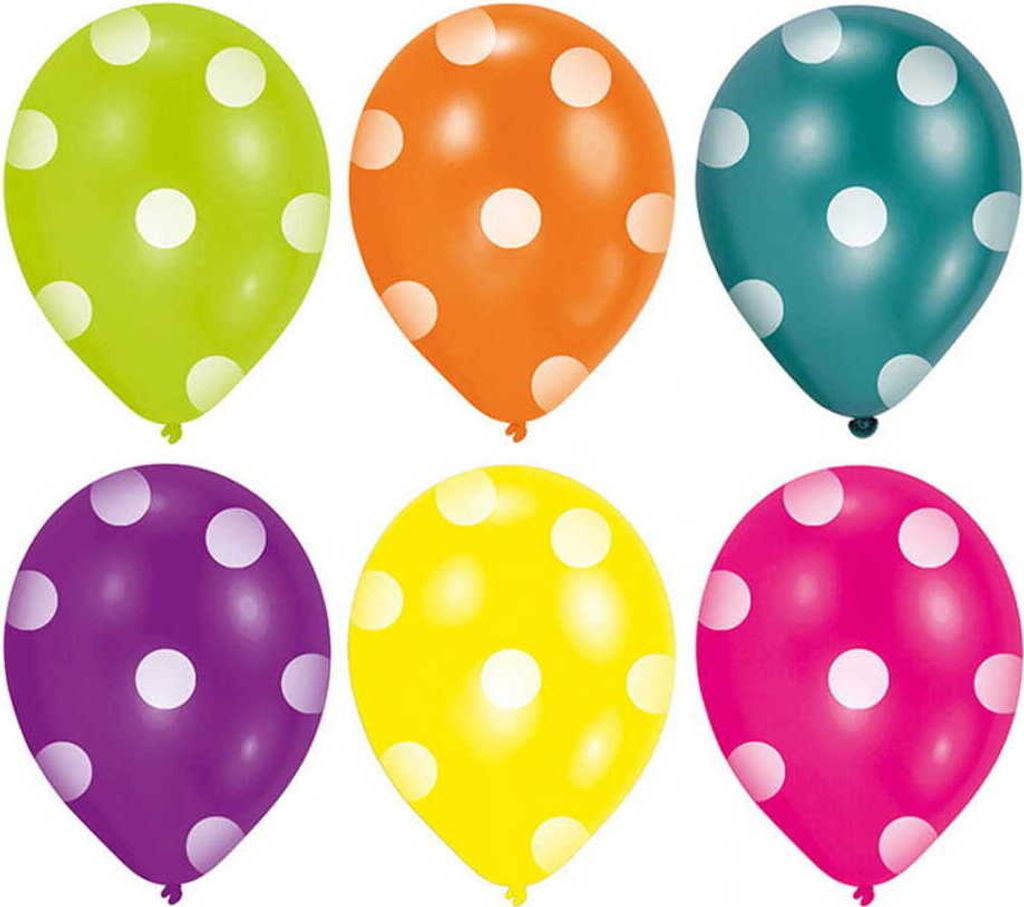 Gepunktete bunte Dots Luftballons im 6er Pack
