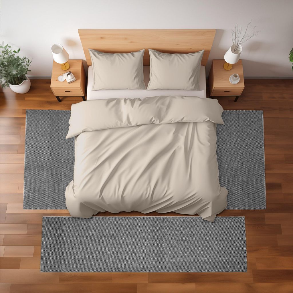Villa Möbel Looivo Bettumrandungs-Teppich Set Grau, Grösse:2 x 80x150 cm + 1 x 80x250 cm